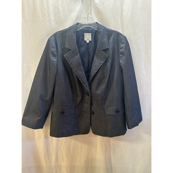 Halogen Women’s Pinstripe Blazer Jacket – Size 12 – Gray Tailored Street-Style - Picture 1 of 9